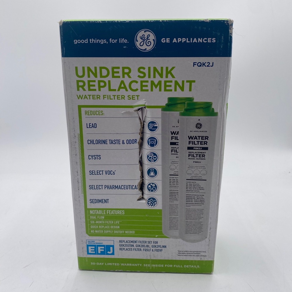 FQK2J Under Sink Replacement Water Filter Set 2-Pack White Lead Reduction New